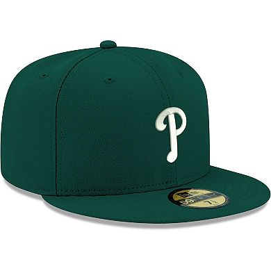 Men's New Era Green Philadelphia Phillies White Logo 59FIFTY Fitted Hat
