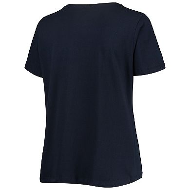 Women's Navy Washington Nationals Plus Size Banner V-Neck T-Shirt