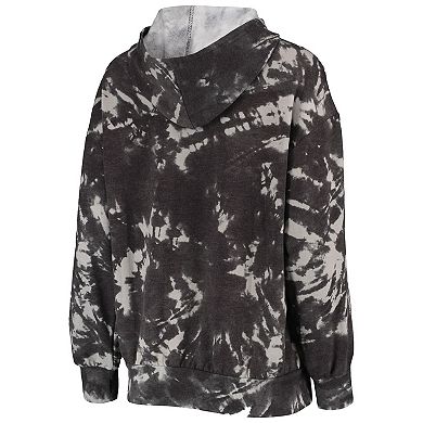 Women's Majestic Threads Black Los Angeles Lakers Burble Tie-Dye Tri-Blend Pullover Hoodie