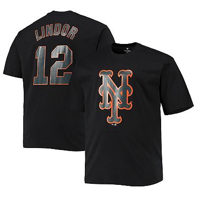 Men's Fanatics Branded Francisco Lindor Black New York Mets Big & Tall Logo T-Shirt