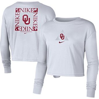 Women's Nike White Oklahoma Sooners Seasonal Cropped Long Sleeve T-Shirt
