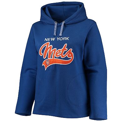 Women's Soft as a Grape Royal New York Mets Plus Size Side Split Pullover Hoodie