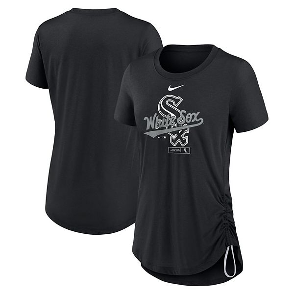 Women's New Era Black Chicago White Sox Plus Size Space Dye Raglan V-Neck T-Shirt
