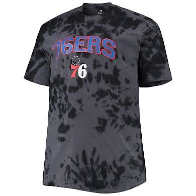 Men's Black Philadelphia 76ers Big & Tall Marble Dye Tonal Performance T-Shirt