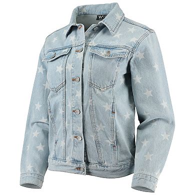 Women's The Wild Collective Chicago Cubs Allover Print Button-Up Denim Jacket