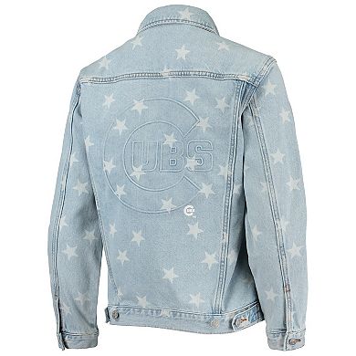 Women's The Wild Collective Chicago Cubs Allover Print Button-Up Denim Jacket
