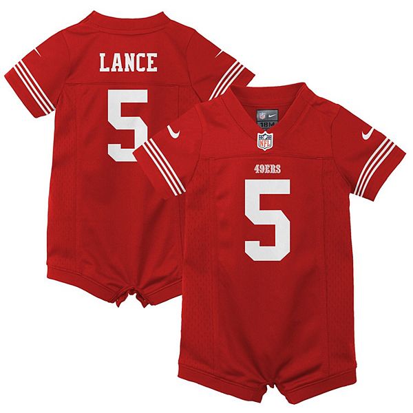 Infant Nike Trey Lance Scarlet San Francisco 49ers Romper Game