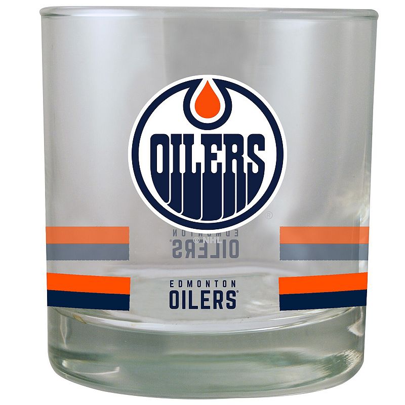 Edmonton Oilers 10oz. Banded Rocks Glass, Multicolor
