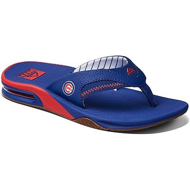 Women's REEF Chicago Cubs Fanning Bottle Opener Sandals