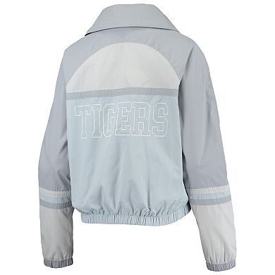 Women's The Wild Collective Navy Detroit Tigers Colorblock Track Raglan Full-Zip Jacket