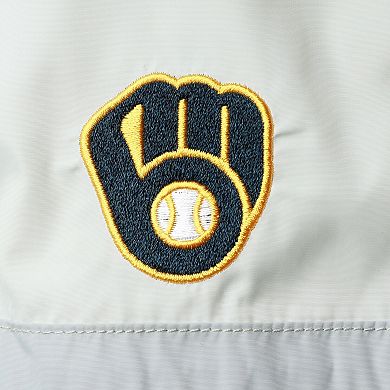 Women's The Wild Collective Navy Milwaukee Brewers Colorblock Track Raglan Full-Zip Jacket