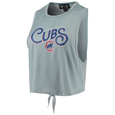 Women's The Wild Collective Light Blue Chicago Cubs Open Back Twist-Tie Tank Top