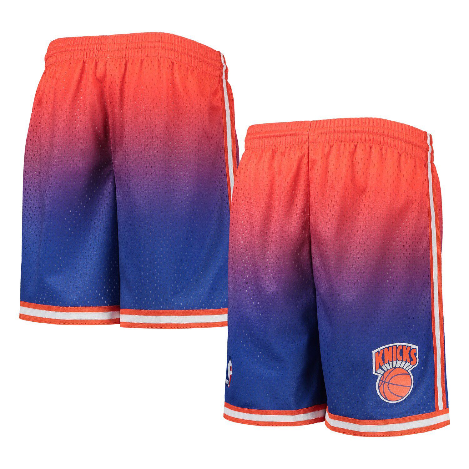 Big Boys Black New York Knicks Hardwood Classics Throwback Big Face Mesh  Shorts