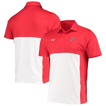 Men's Under Armour Red/White Texas Tech Red Raiders 2022 Blocked Coaches Performance Polo