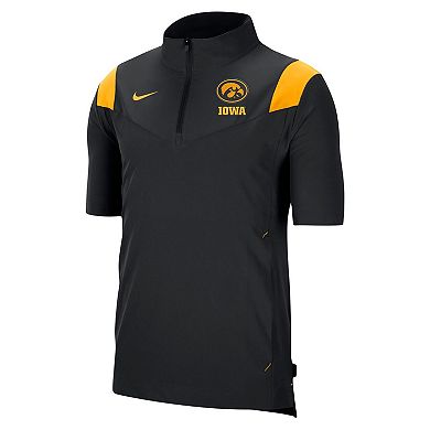 Men's Nike Black Iowa Hawkeyes Coach Short Sleeve Quarter-Zip Jacket