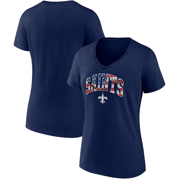 Women's Fanatics Branded Navy New Orleans Saints Team Banner Wave V-Neck  T-Shirt