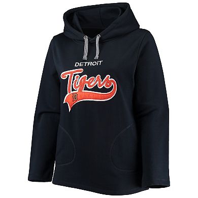 Women's Soft as a Grape Navy Detroit Tigers Plus Size Side Split Pullover Hoodie