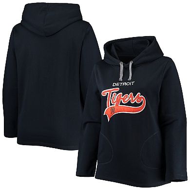 Women's Soft as a Grape Navy Detroit Tigers Plus Size Side Split Pullover Hoodie