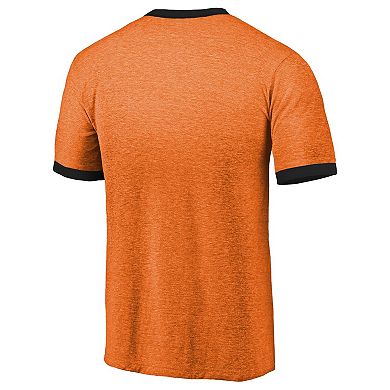 Men's Majestic Threads Heathered Orange Philadelphia Flyers Ringer Contrast Tri-Blend T-Shirt