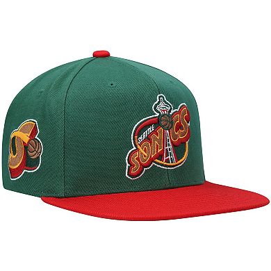 Men's Mitchell & Ness Green/Red Seattle SuperSonics Hardwood Classics Snapback Hat