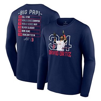 Men's Fanatics Branded David Ortiz Navy Boston Red Sox Stats Resume Long Sleeve T-Shirt