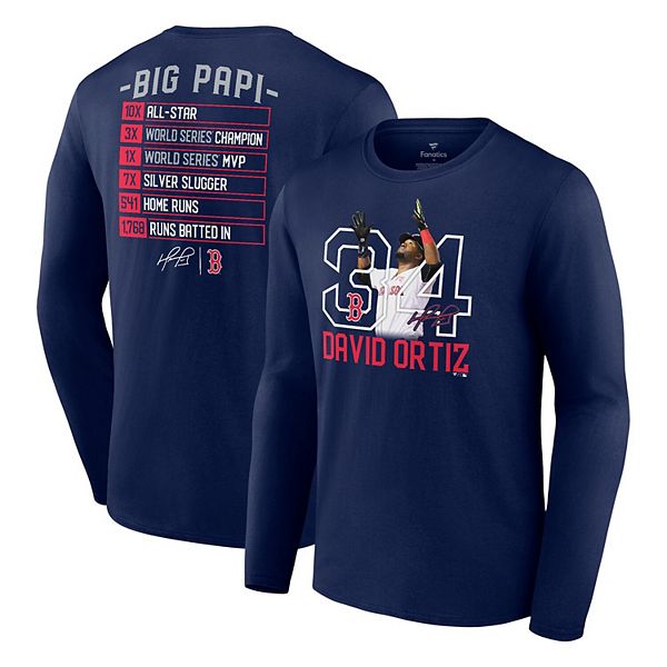 Men's Fanatics Branded David Ortiz Navy Boston Red Sox Stats Resume Long  Sleeve T-Shirt