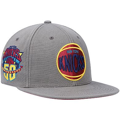 Men's Mitchell & Ness Charcoal New York Knicks Hardwood Classics 50th Anniversary Carbon Cabernet Fitted Hat
