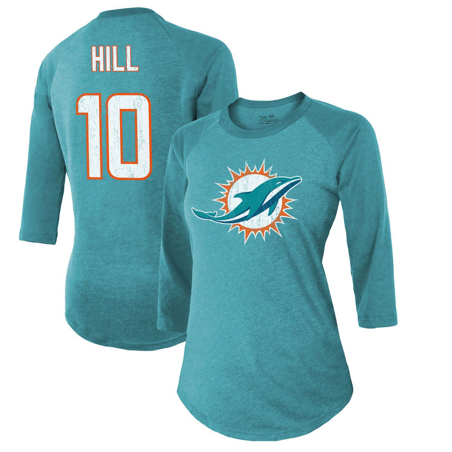 Women's Fanatics Branded Aqua/White Miami Dolphins Ombre Long Sleeve T-Shirt