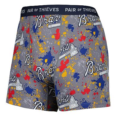 Men's Pair of Thieves Gray/Black Atlanta Braves Super Fit 2-Pack Boxer Briefs Set