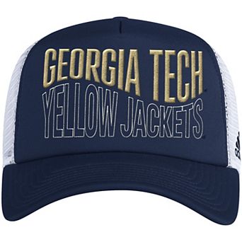 Men's adidas Navy/White Georgia Tech Yellow Jackets Wave Foam Trucker Snapback Hat