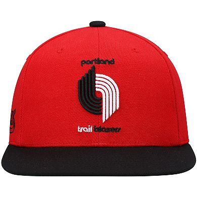 Men's Mitchell & Ness Red/Black Portland Trail Blazers Hardwood Classics Snapback Hat
