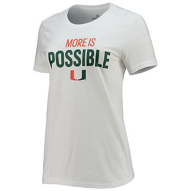 Women's adidas White Miami Hurricanes More Is Possible T-Shirt