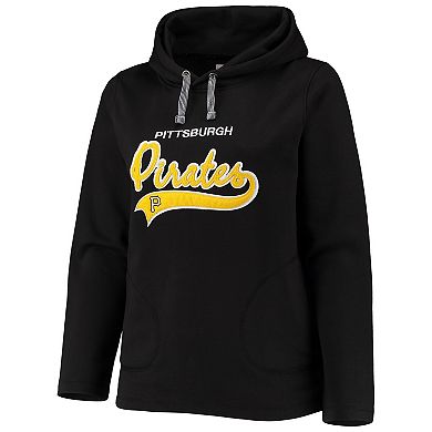 Women's Soft as a Grape Black Pittsburgh Pirates Plus Size Side Split Pullover Hoodie