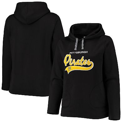 Women's Soft as a Grape Black Pittsburgh Pirates Plus Size Side Split Pullover Hoodie