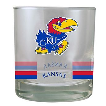Kansas Jayhawks 10oz. Banded Rocks Glass