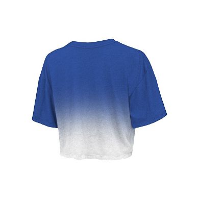Women's Majestic Threads Royal/White Philadelphia 76ers Repeat Dip-Dye Cropped T-Shirt
