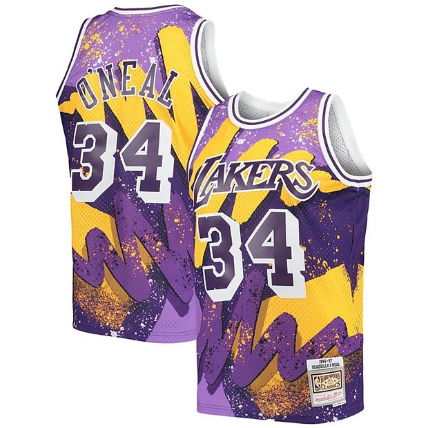 Shop Mitchell & Ness Fashion Mesh LA Lakers V-Neck Tee Jersey