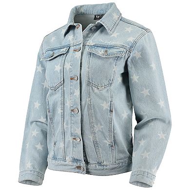 Women's The Wild Collective New York Yankees Allover Print Button-Up Denim Jacket