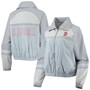 Women's The Wild Collective Navy Boston Red Sox Colorblock Track Raglan Full-Zip Jacket