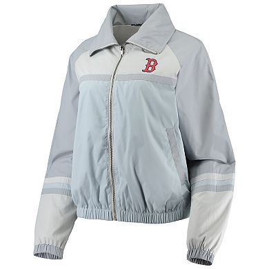 Women's The Wild Collective Navy Boston Red Sox Colorblock Track Raglan Full-Zip Jacket