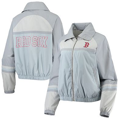 Women's The Wild Collective Navy Boston Red Sox Colorblock Track Raglan Full-Zip Jacket