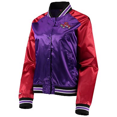 Women's Mitchell & Ness Purple Toronto Raptors Hardwood Classics Raglan Satin Full-Snap Jacket