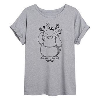 Juniors' Pokémon Confused Psyduck Oversized Graphic Tee