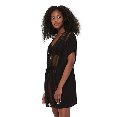 Women's Freshwater Lace-Trim Kimono Swim Cover-Up