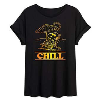 Juniors' Peanuts Snoopy Chill Oversized Graphic Tee