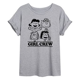Juniors' Peanuts "Girl Crew" Oversized Graphic Tee