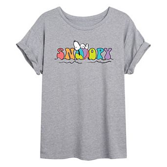 Juniors' Peanuts Beach Ball Snoopy Oversized Graphic Tee