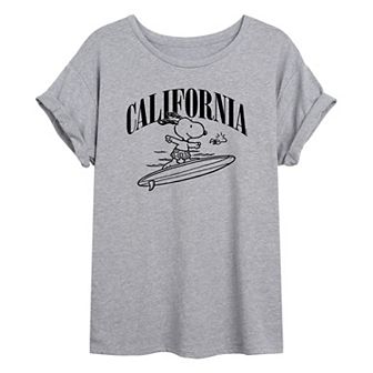Juniors' Peanuts California Oversized Graphic Tee