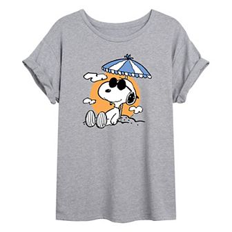 Juniors' Peanuts Beach Day Oversized Graphic Tee