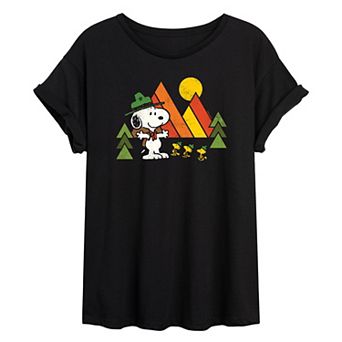 Juniors' Peanuts Retro Camper Oversized Graphic Tee